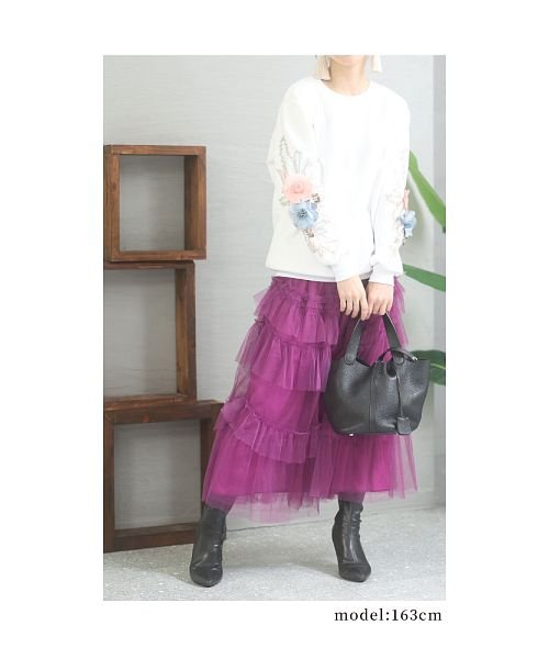 Sawa a la mode(サワアラモード)/花刺繍袖の暖か裏起毛トレーナー/img22