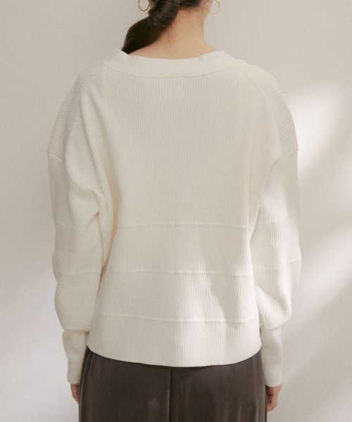 Vネックリブカーディガン－CreamyCotton /クリーミーコットン－ Creamy ■モデル身長 着用サイズ Cotton クリーミーコットン