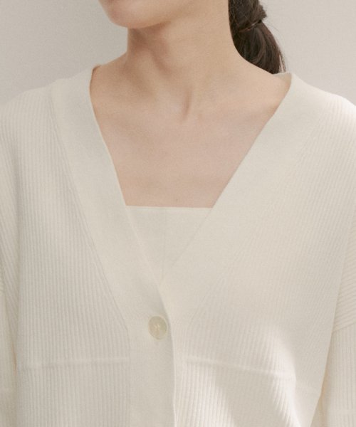 Vネックリブカーディガン－CreamyCotton /クリーミーコットン－ Creamy ■モデル身長 着用サイズ Cotton クリーミーコットン