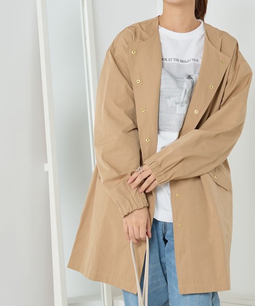 【OMNES】撥水加工フィッシュテール ノーカラーコート 人気・おすすめ｜使いやすい・旅行におすすめ 品質保証 全国発送 日本国内発送・最短翌日お届け
