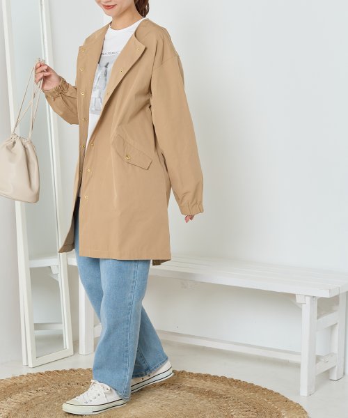 【OMNES】撥水加工フィッシュテール ノーカラーコート 人気・おすすめ｜使いやすい・旅行におすすめ 品質保証 全国発送 日本国内発送・最短翌日お届け
