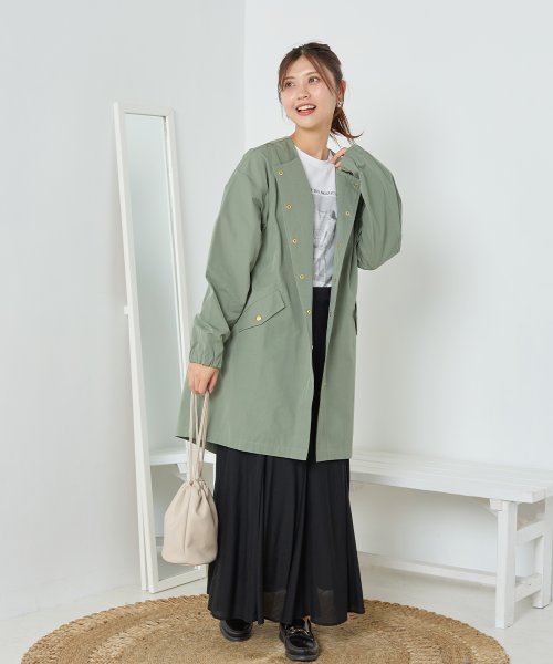 【OMNES】撥水加工フィッシュテール ノーカラーコート 人気・おすすめ｜使いやすい・旅行におすすめ 品質保証 全国発送 日本国内発送・最短翌日お届け