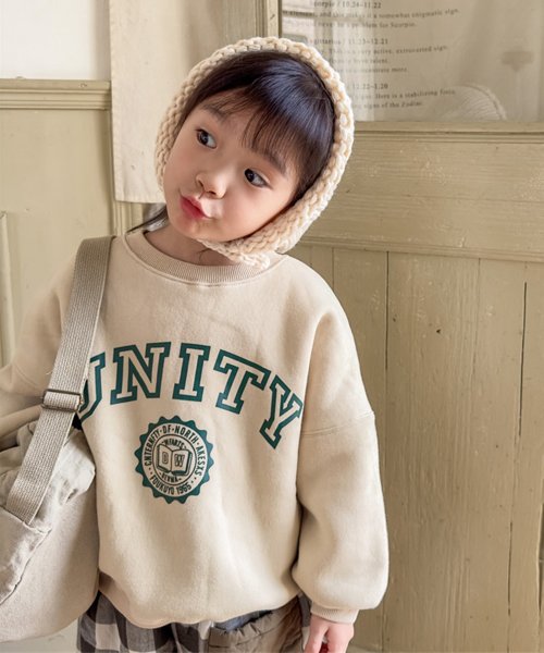 aimoha(aimoha（アイモハ）)/【aimoha－KIDS－】韓国子供服　アメカジフロントプリント裏フリースビッグスウェット/img11