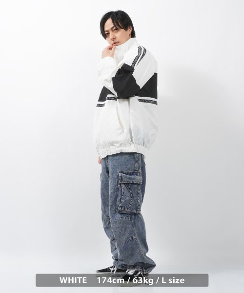 1111clothing(ワンフォークロージング)/ナイロンジャケット メンズ ライトアウター レディース ワンポイント 刺繍 ロゴライン ハイネック ジップ オーバーサイズ 大きいサイズ 韓国ファッション/img08