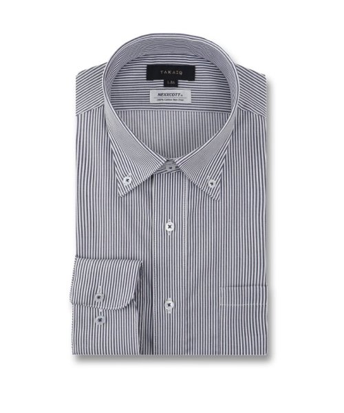 TAKA-Q(タカキュー)/綿100％ ノーアイロン スタンダードフィット ボタンダウン 長袖 シャツ メンズ ワイシャツ ビジネス yシャツ 速乾 ノーアイロン 形態安定/img01