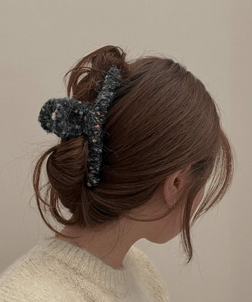 shopnikoniko(ショップにこにこ)/マーブル毛糸 ヘアクリップ 【即納】 ヘアアクセサリー ヘアクリップ バンスクリップ ジッケピン 髪留め 毛糸 大きめ カラフルネップ ツイード毛糸 つぶつぶ /img02