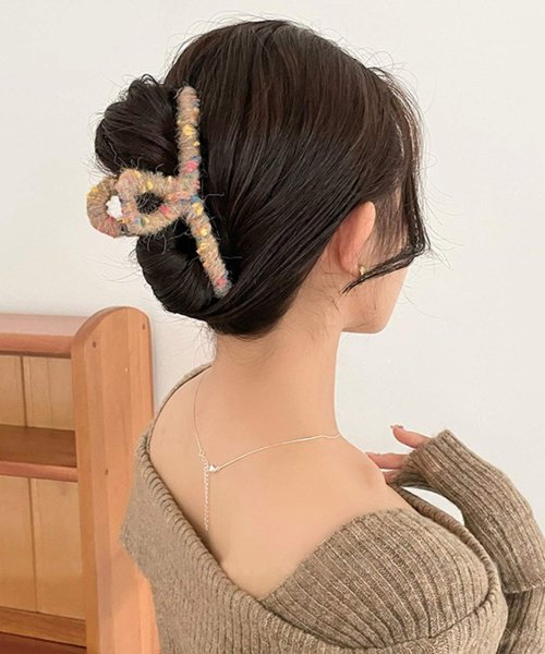 shopnikoniko(ショップにこにこ)/マーブル毛糸 ヘアクリップ 【即納】 ヘアアクセサリー ヘアクリップ バンスクリップ ジッケピン 髪留め 毛糸 大きめ カラフルネップ ツイード毛糸 つぶつぶ /img05