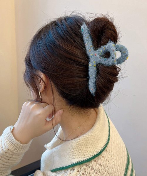 shopnikoniko(ショップにこにこ)/マーブル毛糸 ヘアクリップ 【即納】 ヘアアクセサリー ヘアクリップ バンスクリップ ジッケピン 髪留め 毛糸 大きめ カラフルネップ ツイード毛糸 つぶつぶ /img20