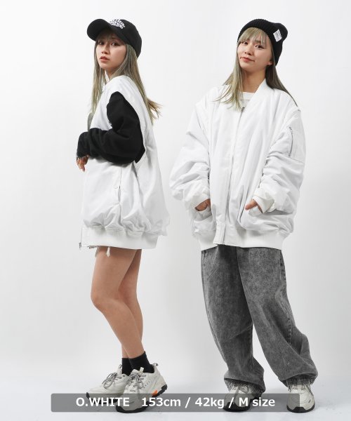 1111clothing(ワンフォークロージング)/MA－1 メンズ フライトジャケット レディース ライトアウター ブルゾン 2WAY ジャケット アウター 長袖 ミリタリー ベスト オーバーサイズ/img09