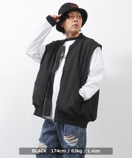 1111clothing(ワンフォークロージング)/MA－1 メンズ フライトジャケット レディース ライトアウター ブルゾン 2WAY ジャケット アウター 長袖 ミリタリー ベスト オーバーサイズ/img17