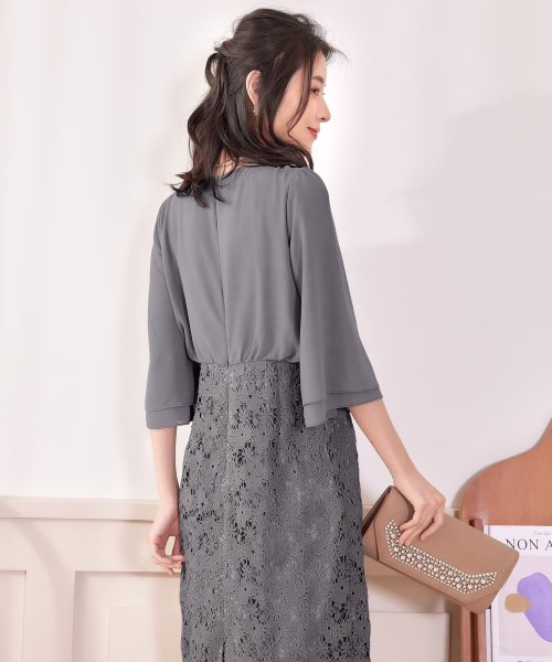 DRESS+(ドレス プラス)/ワンピース ドレス パーティー オフィス 結婚式 シフォン レース パーティードレス/img08