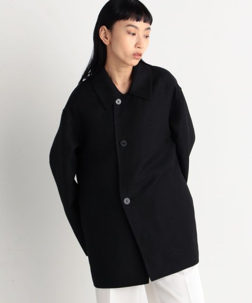 ウールリネン ダブルフェイスリバーコート 