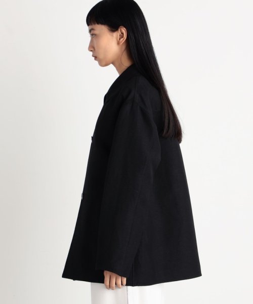 ウールリネン ダブルフェイスリバーコート 