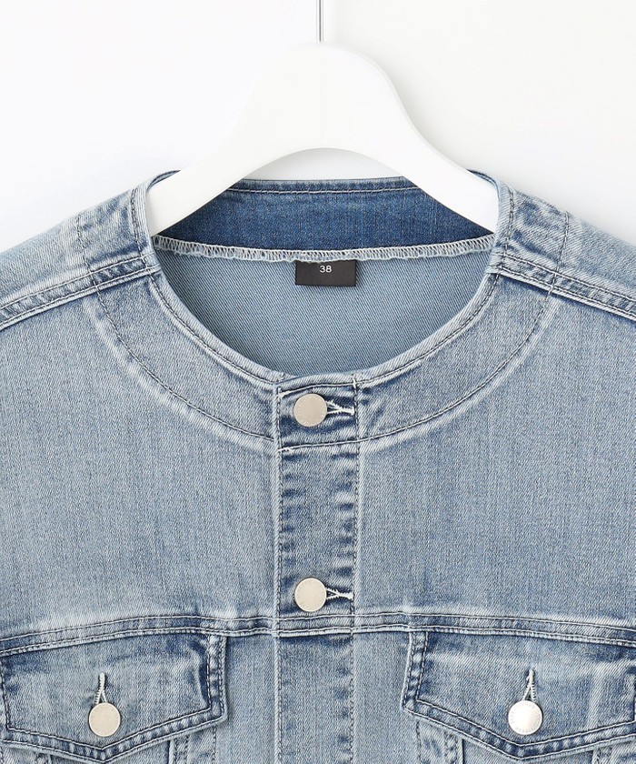 ご好評につき追加生産・洗える】USUKARU DENIM ノーカラージャケット