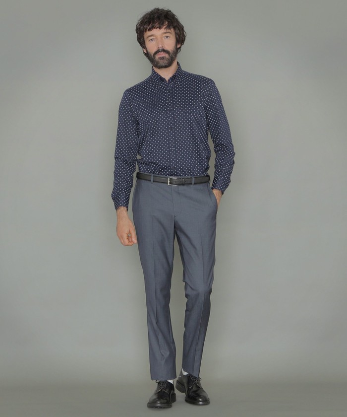 Adjustable Fit】シンセティックウールデニムライクスラックス