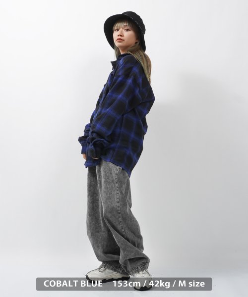 1111clothing(ワンフォークロージング)/チェックシャツ メンズ シャツ レディース 長袖シャツ カジュアルシャツ ロングシャツ 柄シャツ ネルシャツ オンブレ 長袖 オーバーサイズ 大きいサイズ 韓国/img16