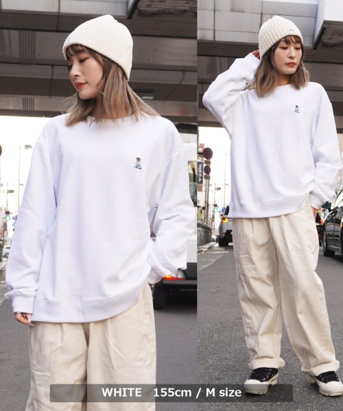 1111clothing(ワンフォークロージング)/オーバーサイズ トレーナー メンズ スウェット レディース ビッグトレーナー クルーネック 長袖 プルオーバー トップス ルームウェア クマ 刺繍 大きいサイズ/img07