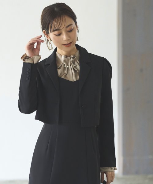 クロップドテーラードジャケット＆マーメイドワンピーススーツ「SU1189」 ジャケット ワンピース スタイルアップを叶えてくれます 軽やかに揺れるマーメイドラインのジャンパースカート 7号 9号 11号 13号 15号 95％　ポリウレタン