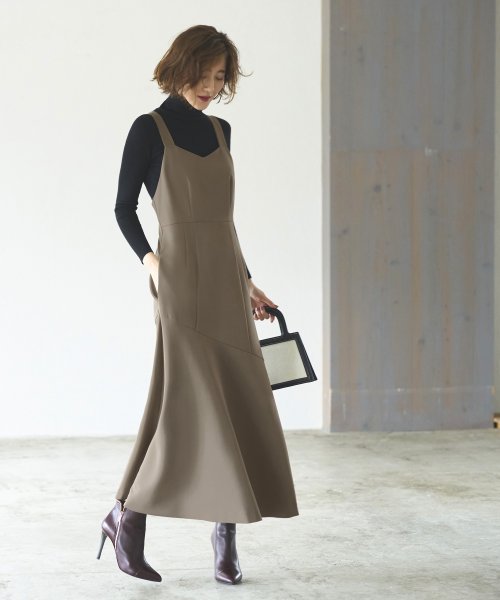 クロップドテーラードジャケット＆マーメイドワンピーススーツ「SU1189」 ジャケット ワンピース スタイルアップを叶えてくれます 軽やかに揺れるマーメイドラインのジャンパースカート 7号 9号 11号 13号 15号 95％　ポリウレタン