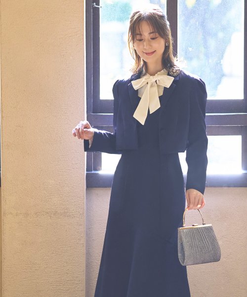 クロップドテーラードジャケット＆マーメイドワンピーススーツ「SU1189」 ジャケット ワンピース スタイルアップを叶えてくれます 軽やかに揺れるマーメイドラインのジャンパースカート 7号 9号 11号 13号 15号 95％　ポリウレタン