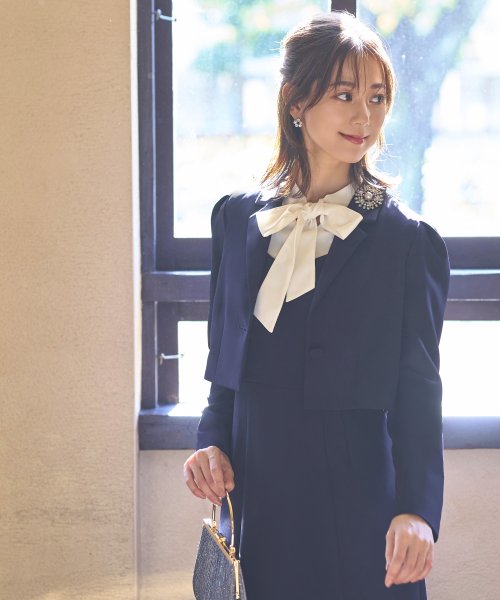 クロップドテーラードジャケット＆マーメイドワンピーススーツ「SU1189」 ジャケット ワンピース スタイルアップを叶えてくれます 軽やかに揺れるマーメイドラインのジャンパースカート 7号 9号 11号 13号 15号 95％　ポリウレタン