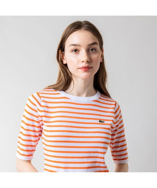 LACOSTE(ラコステ)/UVカット 吸水速乾 ウォッシャブル COOLMAX クールマックス ボーダーニット半袖Tシャツ/img08