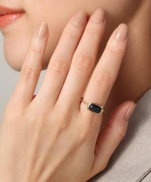 K10ブルータイガーアイ クッションカボション リング 