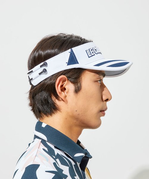 le coq sportif GOLF (ルコックスポルティフ（ゴルフ）)/≪ゴルファーズ≫サンバイザー (ラウンディッシュ芯/サングラス差し込み/ティー挿し/吸汗速乾（ビン皮/額に/img02