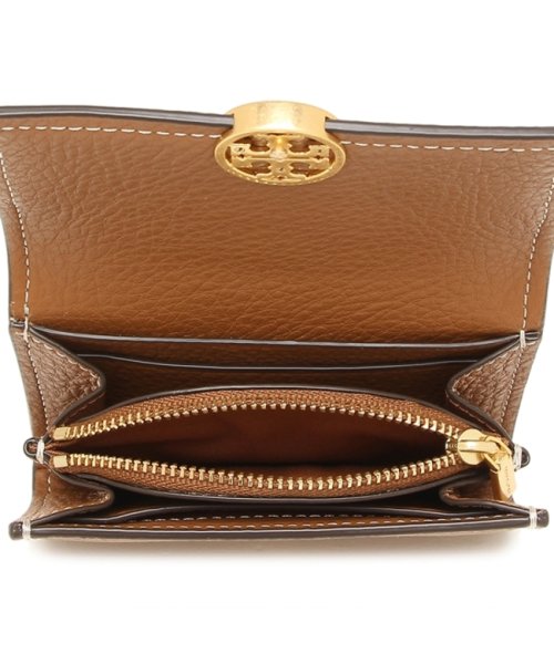 トリーバーチ 三つ折り財布 ミラー ミニ財布 ブラウン レディース TORY 