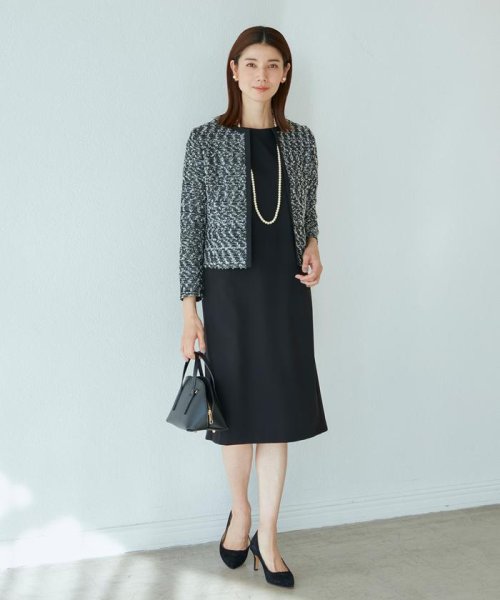 《大きいサイズ》ノーカラーツイードジャケット《ROBE SUPERIOR CLOSET》 SUPERIOR ROBE CLOSET/ローブスーペリアクローゼット