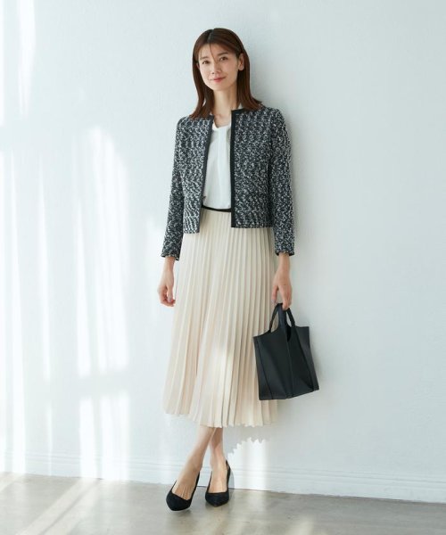 《大きいサイズ》ノーカラーツイードジャケット《ROBE SUPERIOR CLOSET》 SUPERIOR ROBE CLOSET/ローブスーペリアクローゼット