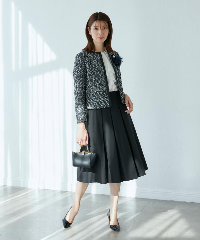 【新品】STORY×ROBE SUPERIOR CLOSETノーカラージャケット 大きいサイズ》ノーカラーツイードジャケット《ROBE SUPERI