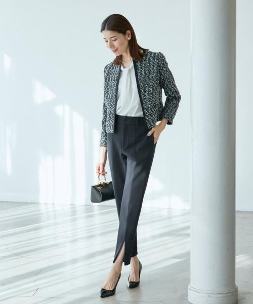 《大きいサイズ》ノーカラーツイードジャケット《ROBE SUPERIOR CLOSET》 SUPERIOR ROBE CLOSET/ローブスーペリアクローゼット