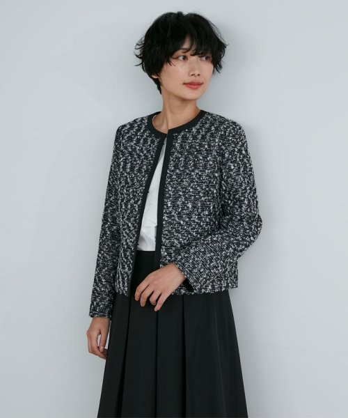 《大きいサイズ》ノーカラーツイードジャケット《ROBE SUPERIOR CLOSET》 SUPERIOR ROBE CLOSET/ローブスーペリアクローゼット