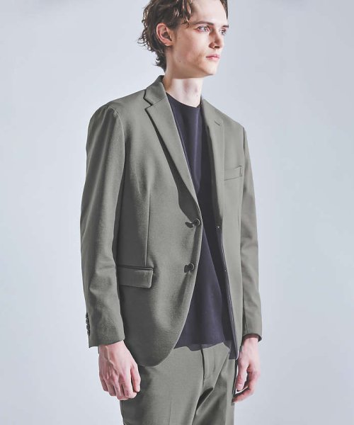 【セットアップ対応/FLEX JACKET】ポンチ シャンブレー ジャケット モデル：H178 B82 W76 H88 着用サイズ：48ネイビー