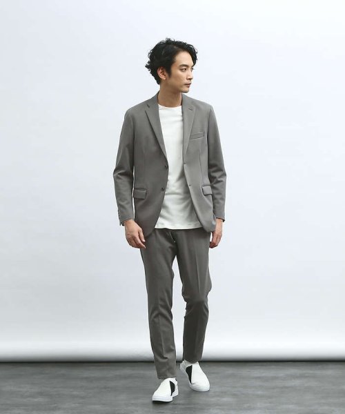 【セットアップ対応/FLEX JACKET】ポンチ シャンブレー ジャケット モデル：H178 B82 W76 H88 着用サイズ：48ネイビー