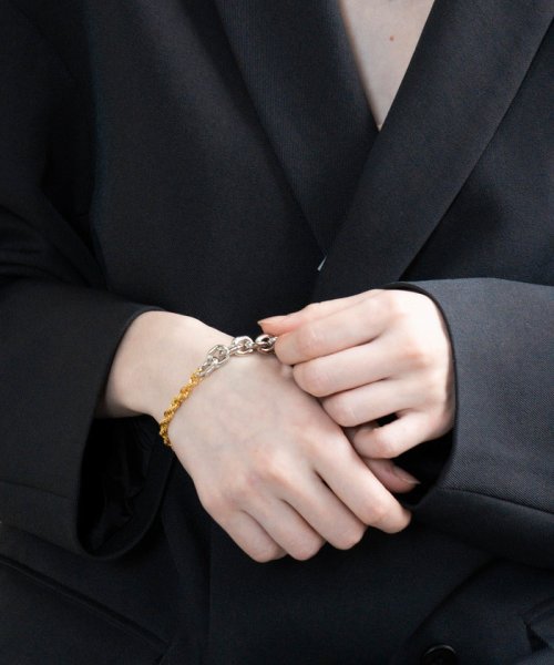 JUNRed(ジュンレッド)/ital. from JUNRed / gold combine bracelet thin/img10