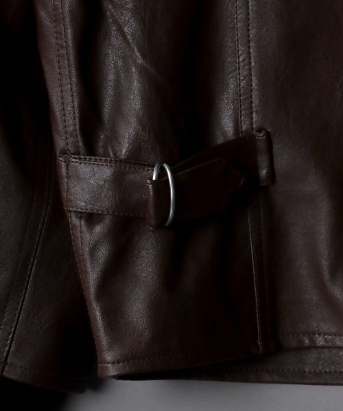 SITRY(SITRY)/【SITRY】synthetic leather Big jacket/フェイクレザー ビッグジャケット メンズ レディース ブルゾン アウター ジャケット/img02