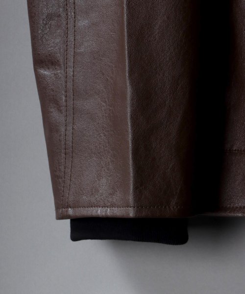 SITRY(SITRY)/【SITRY】synthetic leather Big jacket/フェイクレザー ビッグジャケット メンズ レディース ブルゾン アウター ジャケット/img05