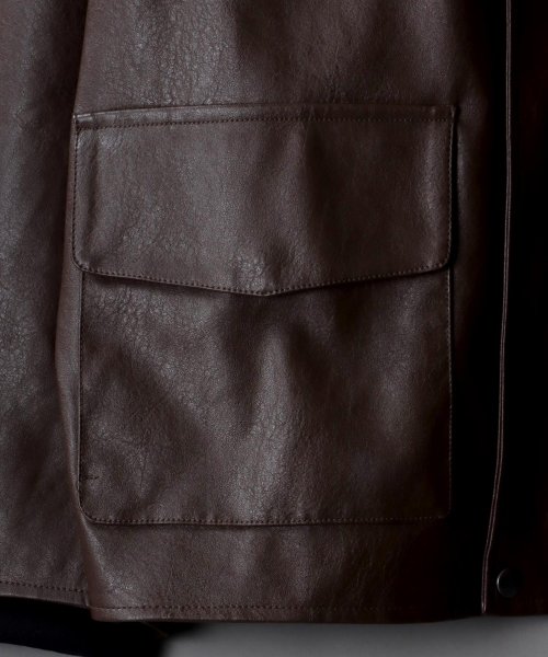 SITRY(SITRY)/【SITRY】synthetic leather Big jacket/フェイクレザー ビッグジャケット メンズ レディース ブルゾン アウター ジャケット/img06