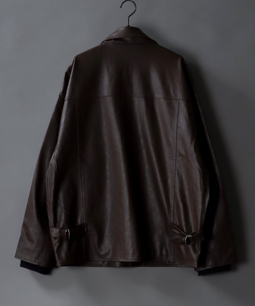 SITRY(SITRY)/【SITRY】synthetic leather Big jacket/フェイクレザー ビッグジャケット メンズ レディース ブルゾン アウター ジャケット/img07