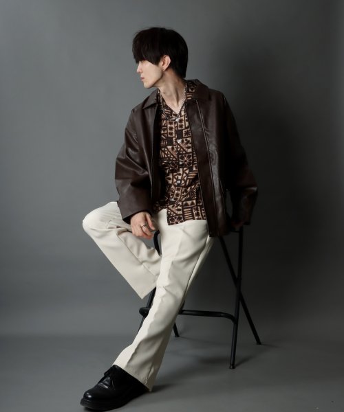 SITRY(SITRY)/【SITRY】synthetic leather Big jacket/フェイクレザー ビッグジャケット メンズ レディース ブルゾン アウター ジャケット/img08