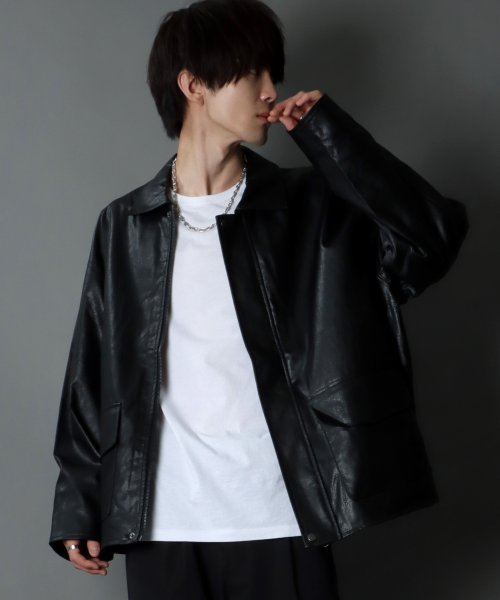 SITRY(SITRY)/【SITRY】synthetic leather Big jacket/フェイクレザー ビッグジャケット メンズ レディース ブルゾン アウター ジャケット/img11