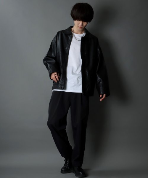 SITRY(SITRY)/【SITRY】synthetic leather Big jacket/フェイクレザー ビッグジャケット メンズ レディース ブルゾン アウター ジャケット/img20