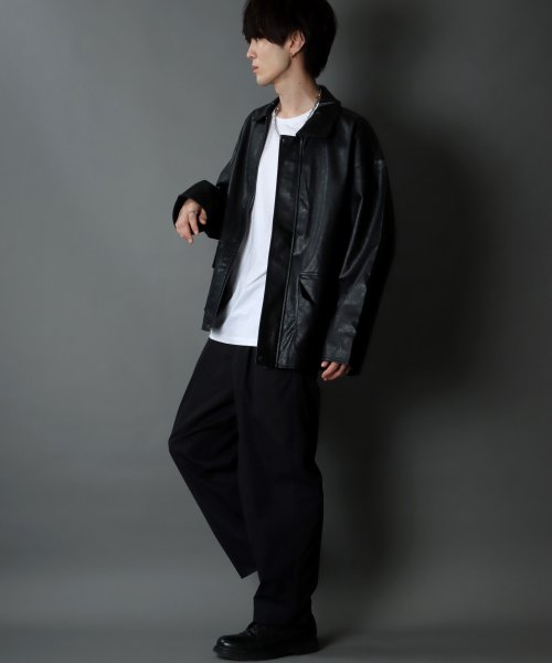 SITRY(SITRY)/【SITRY】synthetic leather Big jacket/フェイクレザー ビッグジャケット メンズ レディース ブルゾン アウター ジャケット/img21