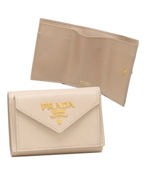 PRADA(プラダ)/プラダ 三つ折り財布 サフィアーノメタルオロ ミニ財布 ピンク ベージュ レディース PRADA 1MH021 ZLP F02GN/img01