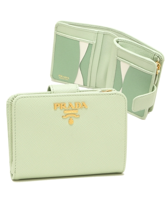 プラダ 二つ折り財布 サフィアーノ グリーン レディース PRADA 1ML018 ZLP F0RAY