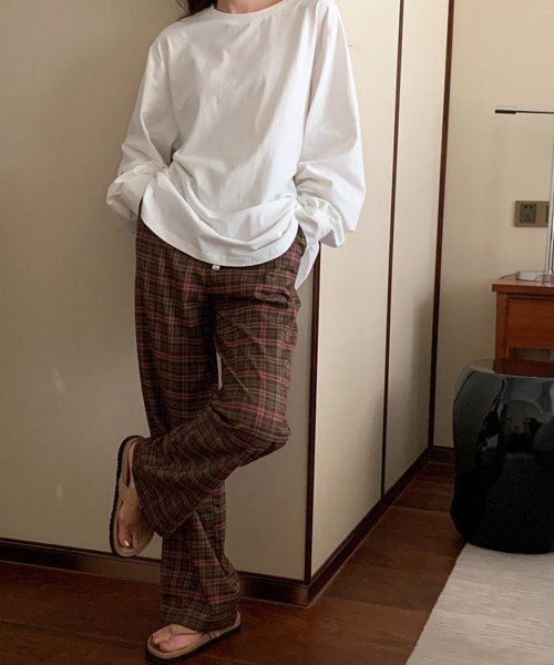 ARGO TOKYO(アルゴトウキョウ)/Easy Check Pants 22094 イージーチェックパンツ　ロングパンツ　イージーパンツ　ワイドパンツ　チェックパンツ　ストレットパンツ　春　夏　秋　/img10