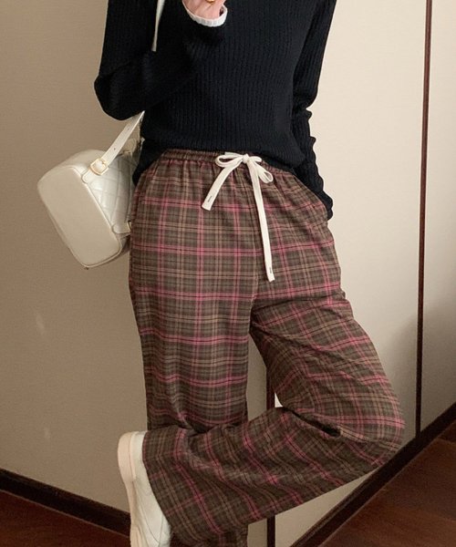 ARGO TOKYO(アルゴトウキョウ)/Easy Check Pants 22094 イージーチェックパンツ　ロングパンツ　イージーパンツ　ワイドパンツ　チェックパンツ　ストレットパンツ　春　夏　秋　/img23