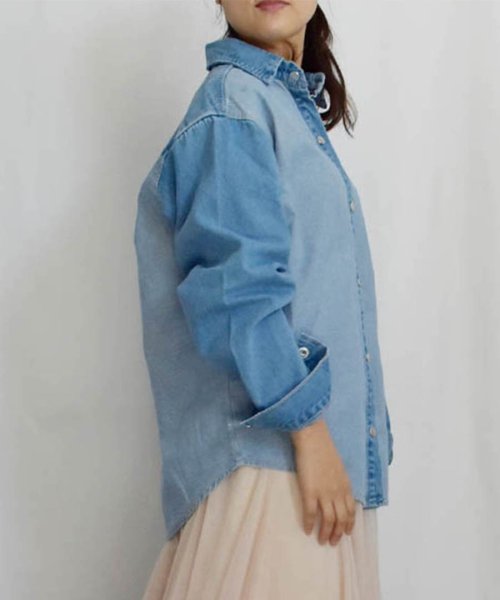 ARGO TOKYO(アルゴトウキョウ)/Switching Denim Shirt 23040 切り替えデニムシャツ　切り替えデニム　デニムシャツ　シャツ　ブラウス　コットンシャツ　春　秋　冬　トップ/img04